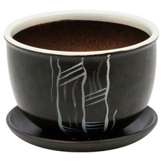 Керамический горшок с подставкой, 0,5л., Д130 Ш130 В90, черный Engard