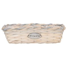 Кашпо из щепы , Д370 Ш160 В100, натуральный с голубым Вещицы