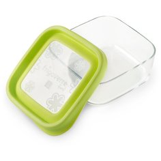 Контейнер стеклянный Bormioli Rocco FRIGOVERRE FUN, квадратный 15х15 см, объем 0,75 л,салатовый