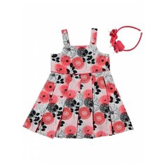 Платье для девочки с ободком Monna Rosa "Цветы" красное, размер 98-104