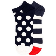 Комплект коротких носков Happy Socks с узором из горошин и полос Happy Socks 2 Pack - Low - Dots and Stripes 36-40