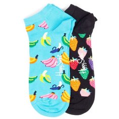 Комплект коротких носков Happy Socks с узором из бананов и клубничек Happy Socks 2 Pack - Low - Banana and Strawbery 36-40