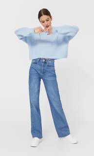 Stradivarius Укороченный Свитер Небесно-Голубой M