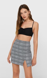 Stradivarius Мини-Юбка С Декоративной Строчкой Цвет Небеленого Полотна M