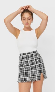 Stradivarius Юбка В Клетку В Стиле 90-Х Цвет Небеленого Полотна 40