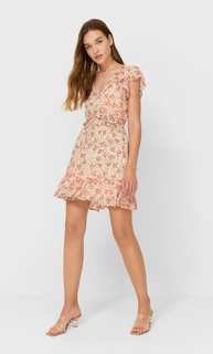 Stradivarius Короткое Платье С Принтом Светло-Розовый S