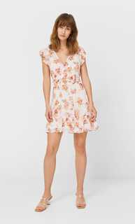 Stradivarius Короткое Платье С Принтом Бежевый L