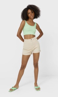 Stradivarius Шорты Mom Fit Облегающего Кроя Цвет Камня 34