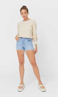 Stradivarius Укороченный Топ В Рубчик Цвет Камня Xs