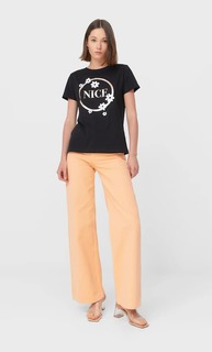 Stradivarius Футболка С Блестящим Принтом Черный Xs