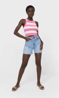 Stradivarius Трикотажный Топ Без Рукавов Со Скрещенными Бретелями Сзади Цвет Темной Фуксии S