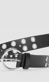Stradivarius Широкий Пояс С Перфорацией И Пряжкой Черный 80