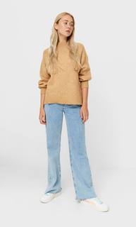 Stradivarius Свитер Из Валяной Пряжи Бежевый Xl