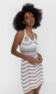 Stradivarius Платье Из Кружева Кроше С Каймой Цвет Камня Xs