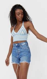 Stradivarius Шорты Mom Fit С Темным Эффектом Потертости 38