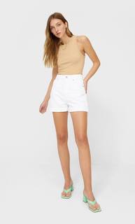 Stradivarius Шорты Mom Fit Белый 34