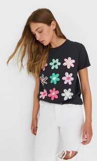 Stradivarius Футболка С Принтом Темно-Серый L