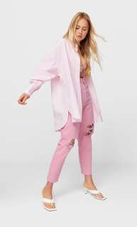 Stradivarius Рубашка Объемного Кроя Из Поплина Ярко-Розовый Xs