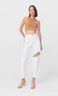 Stradivarius Укороченный Топ Из Полиамида. Бежевый Xl