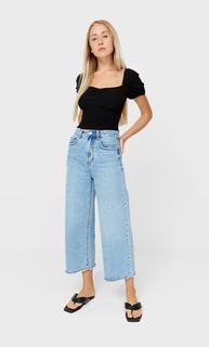 Stradivarius Топ Со Сборкой Черный S
