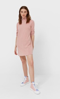 Stradivarius Короткое Платье Из Мягкой Ткани Приглушенно-Розовый Xl