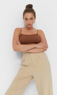 Stradivarius Укороченный Бесшовный Топ На Бретелях Коричневый S