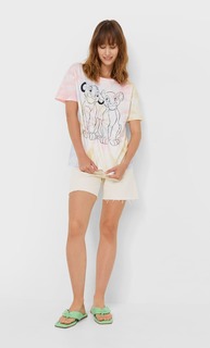 Stradivarius Футболка «Король Лев» С Принтом Тай-Дай Белый Xl