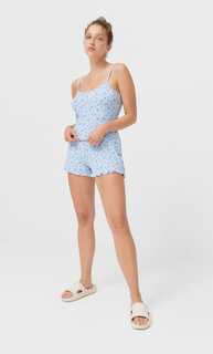 Stradivarius Пижамный Топ На Бретелях Королевский Синий M