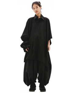 Черная удлиненная рубашка Yohji Yamamoto
