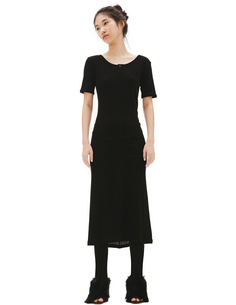 Черное хлопковое платье Yohji Yamamoto