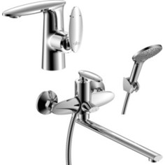 Комплект смесителей Rossinka Silvermix для раковины и ванны, с душем, хром (RS30-32, RS30-11)