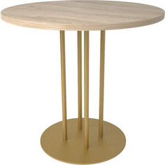 Стол Дебют мебель Амори кафе СТ 35KR (СТЛ d-80 ОС35) ДСП, HPL пластик латунь 1036 дуб мадуро 6289