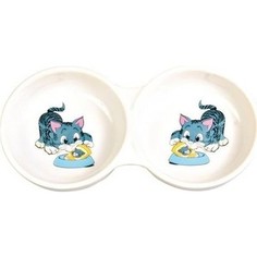Миска TRIXIE керамическая двойная для кошек 2*150мл*ф11см (4014)