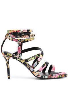 Versace Jeans Couture босоножки с цветочным принтом