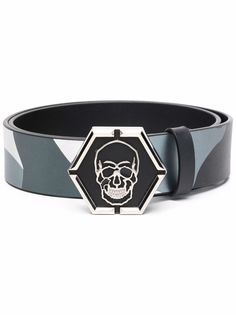 Philipp Plein ремень с камуфляжным принтом и декором Skull