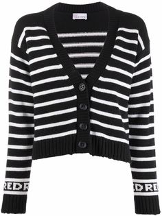 RED Valentino кардиган в полоску с логотипом