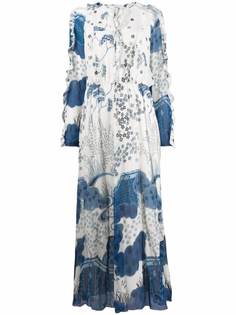 RED Valentino длинное платье с цветочным принтом