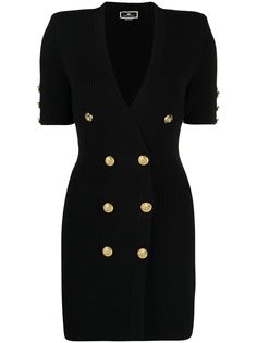 Elisabetta Franchi двубортное платье в рубчик