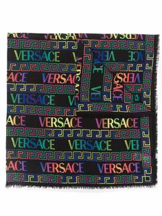 Versace шарф с принтом Greca Neon