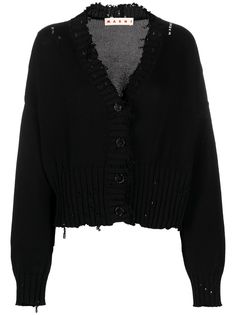 Marni кардиган с V-образным вырезом и эффектом потертости