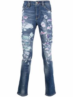Philipp Plein узкие джинсы с эффектом потертости
