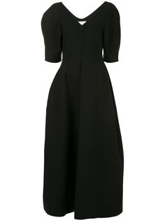 Jil Sander платье с V-образным вырезом и короткими пышными рукавами