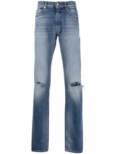 Versace прямые джинсы с эффектом потертости