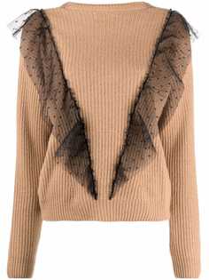 RED Valentino джемпер со вставкой из тюля