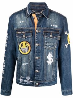 Philipp Plein джинсовая куртка с принтом
