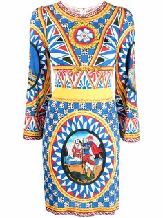Dolce & Gabbana платье с длинными рукавами и графичным принтом