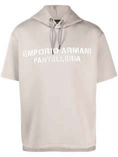 Emporio Armani худи с короткими рукавами и тисненым логотипом