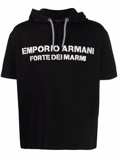 Emporio Armani худи с короткими рукавами и аппликацией логотипа