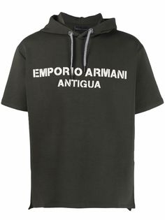 Emporio Armani худи с короткими рукавами и аппликацией логотипа