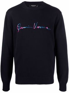 Versace джемпер вязки интарсия с логотипом